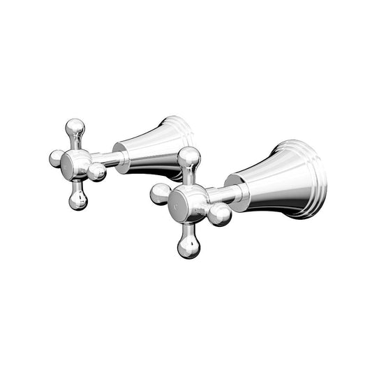 Vintage Cross Handle Wall Top Assemblies - Chrome