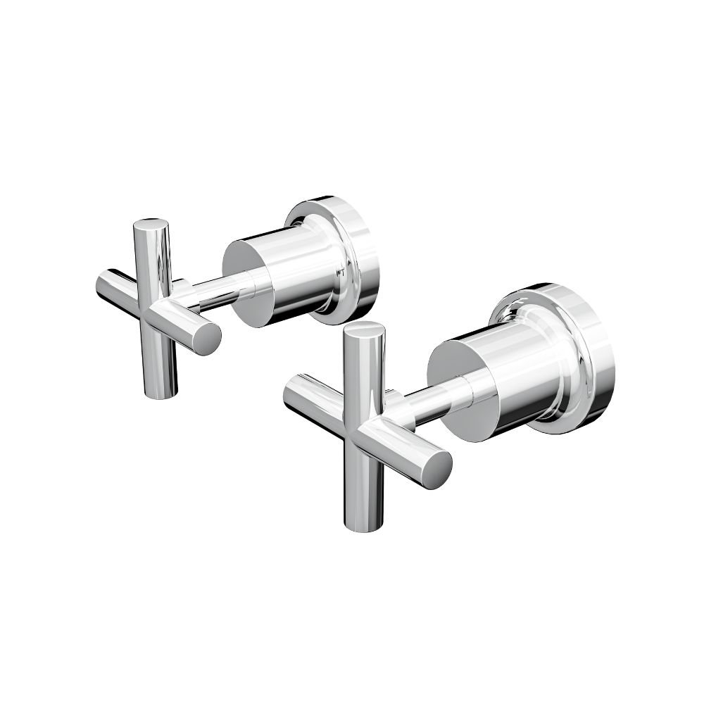 Tre Cross Handle Wall Top Assemblies - Chrome