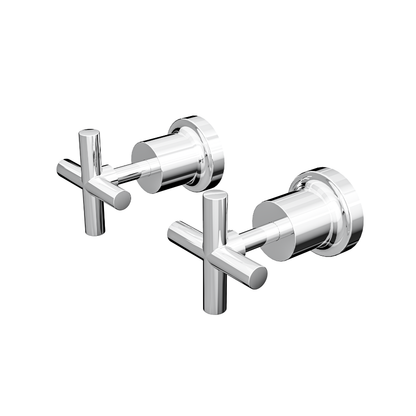 Tre Cross Handle Wall Top Assemblies - Chrome