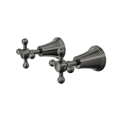 Vintage Cross Handle Wall Top Assemblies - Gunmetal
