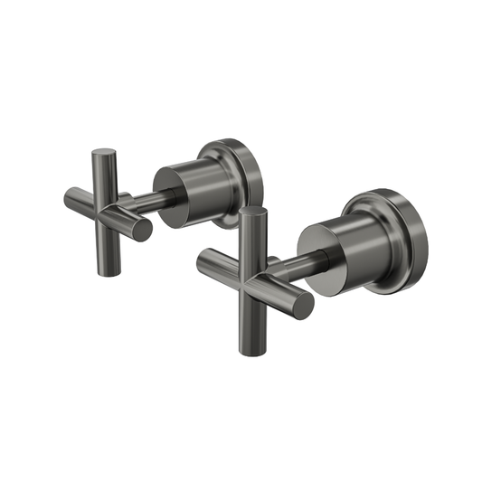 Tre Cross Handle Wall Top Assemblies - Gunmetal