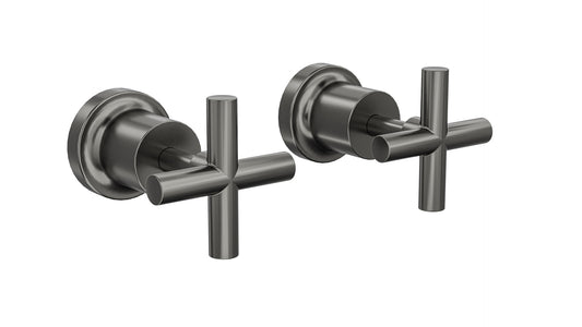 Tre Cross Handle Wall Top Assemblies - Gunmetal