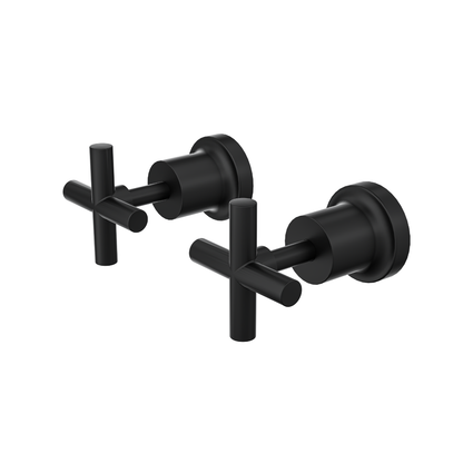 Tre Cross Handle Wall Top Assemblies - Matte Black