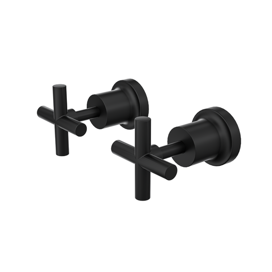 Tre Cross Handle Wall Top Assemblies - Matte Black
