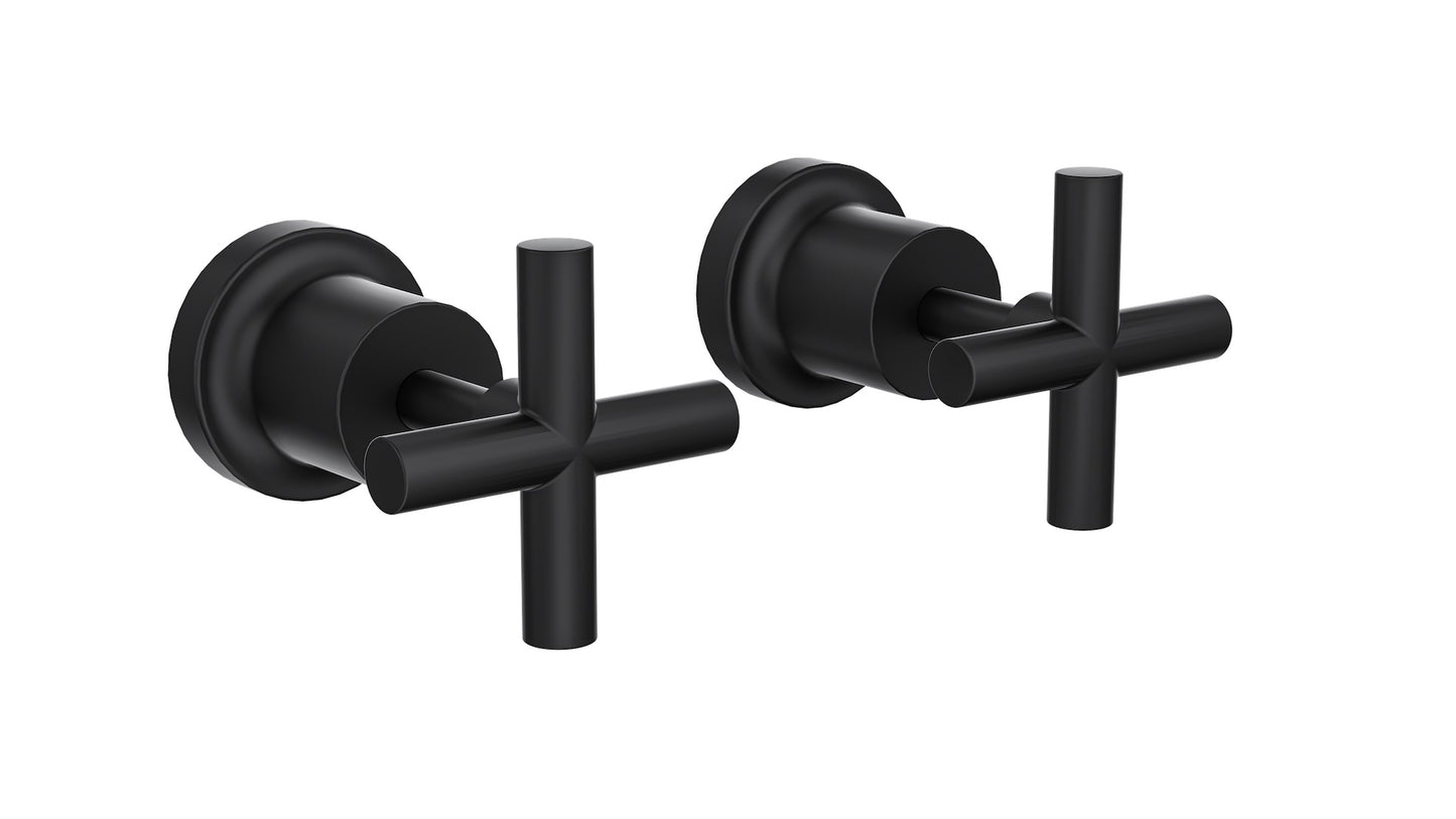 Tre Cross Handle Wall Top Assemblies - Matte Black