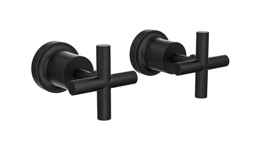 Tre Cross Handle Wall Top Assemblies - Matte Black
