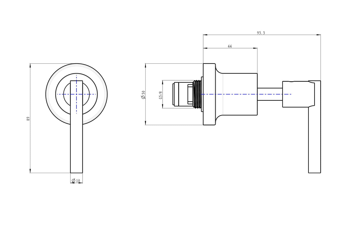 Tre Lever Handle Wall Top Assemblies - Brushed Nickel