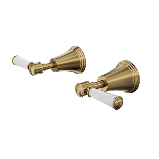 Vintage Lever Handle Wall Top Assemblies - Brushed Brass