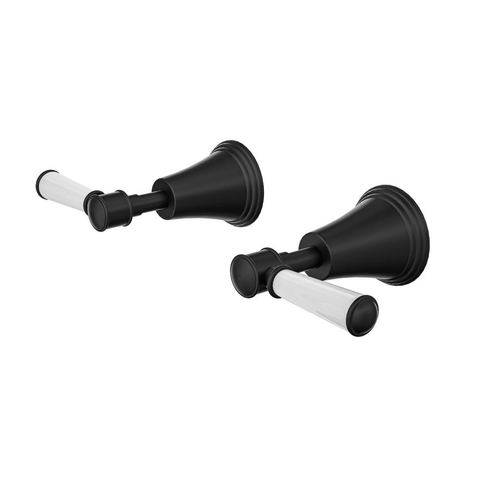 Vintage Lever Handle Wall Top Assemblies - Matte Black