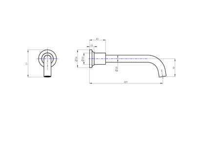 Tre Wall Mount Bath Spout - Brushed Nickel