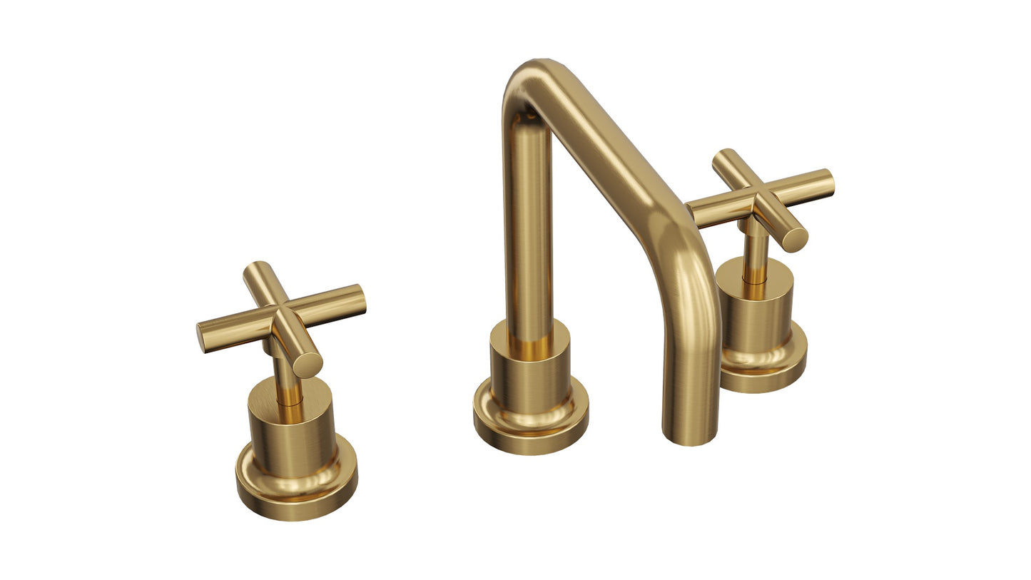 Tre Cross Handle Basin Set - Brushed Brass