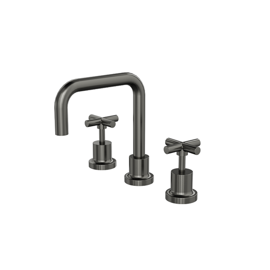 Tre Cross Handle Basin Set - Gunmetal