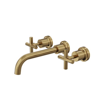 Tre Cross Handle Bath Set - Brushed Brass