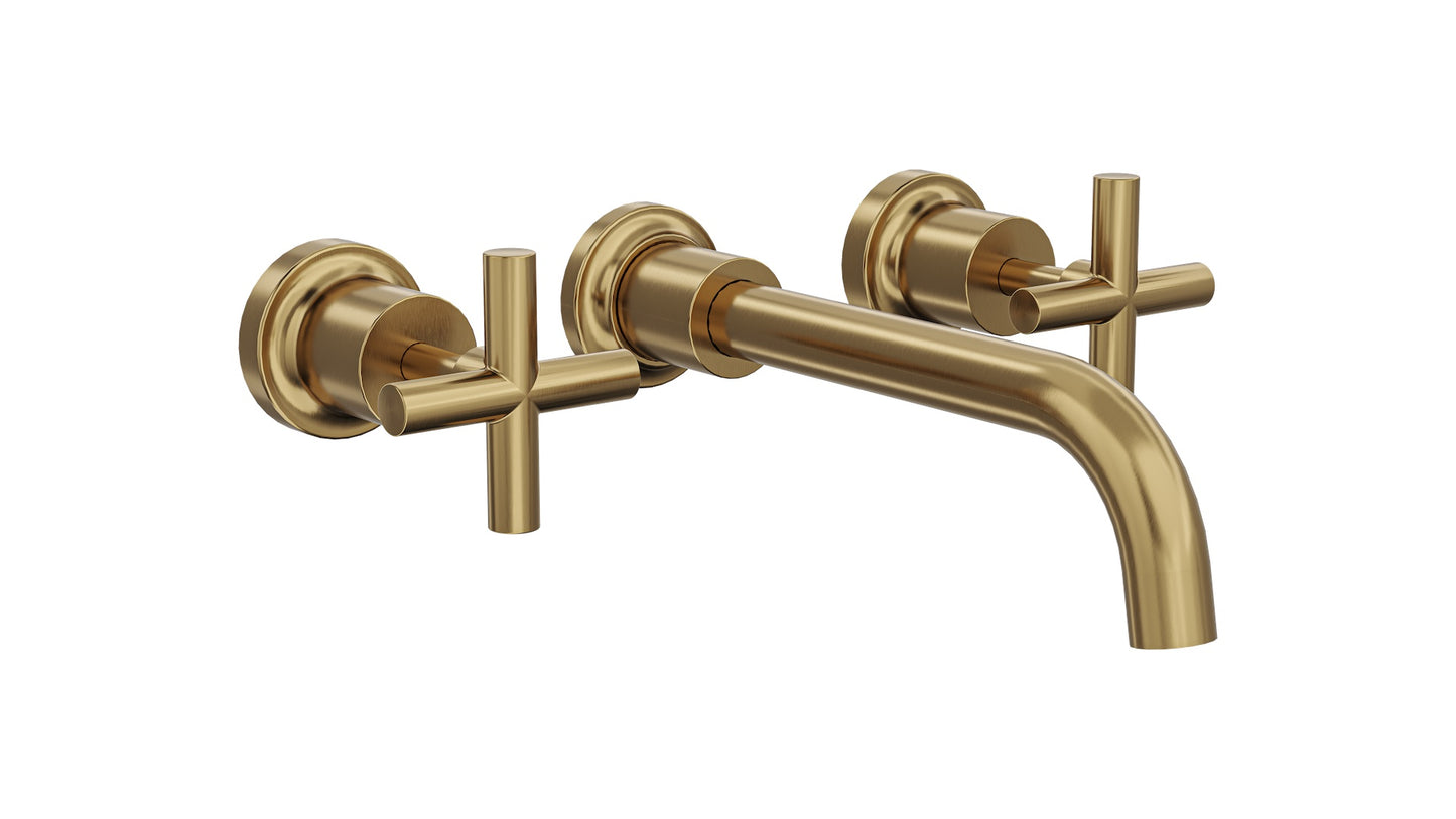 Tre Cross Handle Bath Set - Brushed Brass