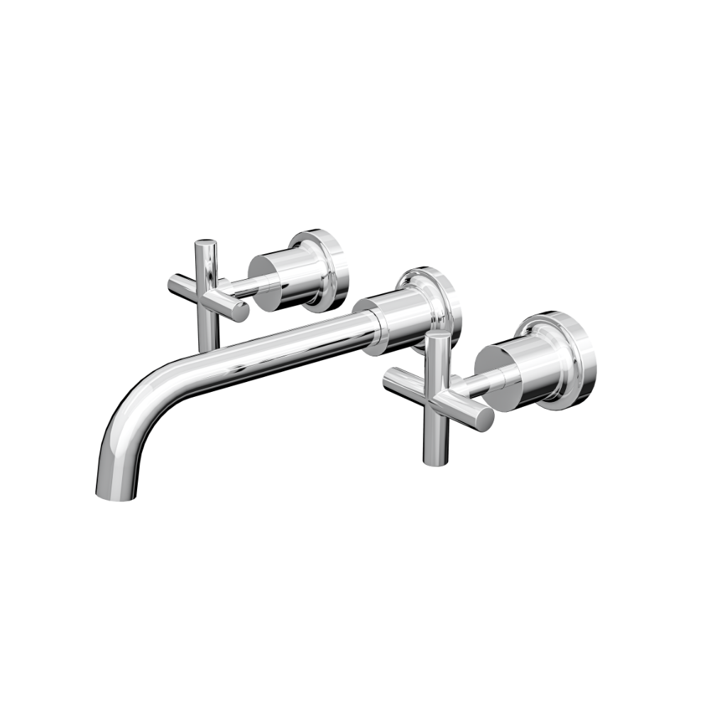 Tre Cross Handle Bath Set - Chrome
