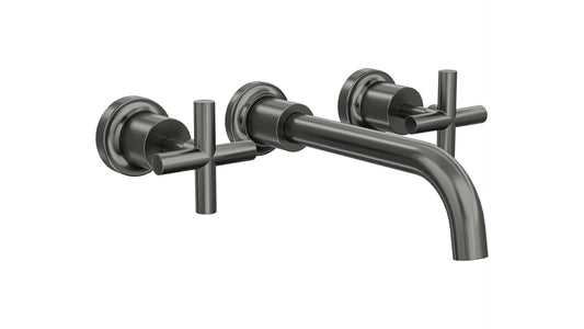 Tre Cross Handle Bath Set - Gunmetal