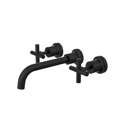 Tre Cross Handle Bath Set - Matte Black