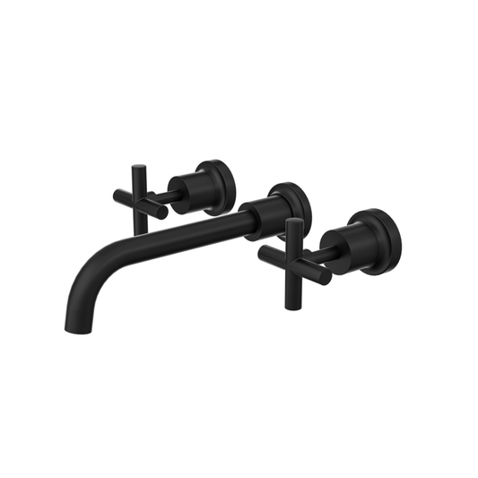 Tre Cross Handle Bath Set - Matte Black