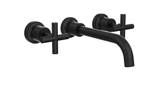 Tre Cross Handle Bath Set - Matte Black