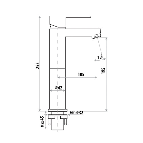 Loui High Rise Basin Mixer - Matte Black
