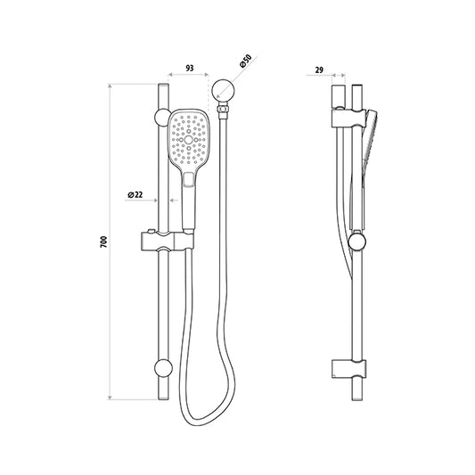 Huntingwood Hand Shower on Rail - Matte Black