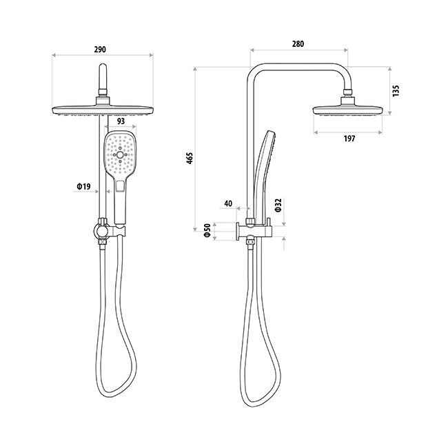 Huntingwood Twin Shower - Matte Black