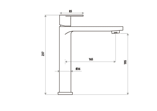 The GABE Hi-Rise Basin Mixer - Chrome with Rose Gold Handle