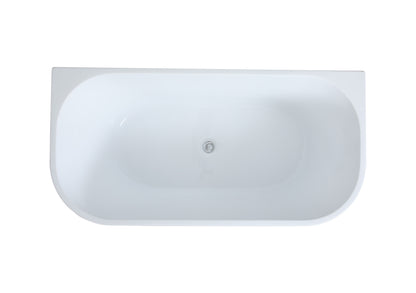 1700mm Elivia Back to Wall Bathtub - No Overflow - Gloss Black & White