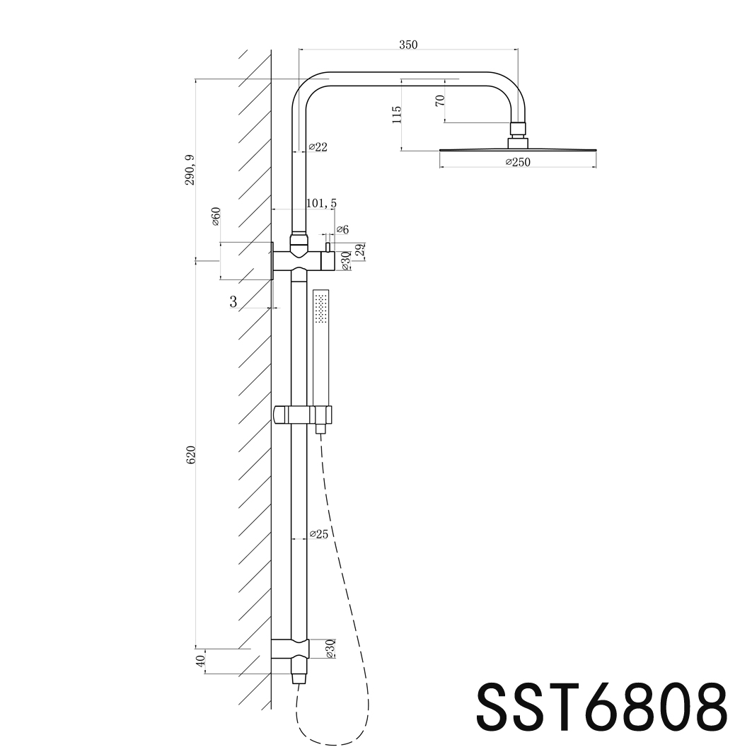 Elle 316 Twin Shower - Brushed Gold