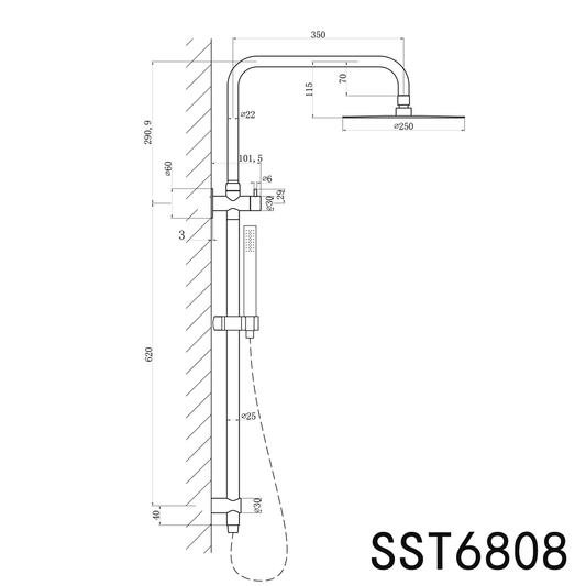 Elle 316 Twin Shower - Chrome