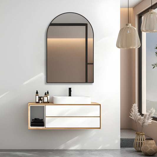 Uni-Gunmetal Grey Arch Framed Mirror -  600x900mm