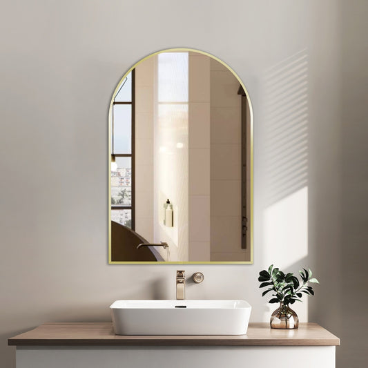 Uni-Brushed Gold Arch Framed Mirror -  600x900mm