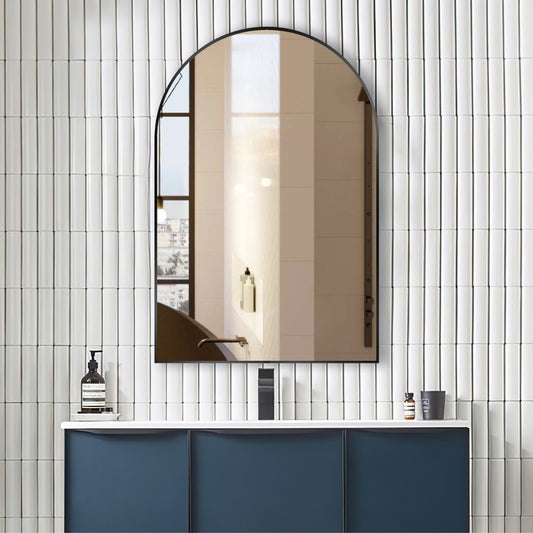 Arch LED Framed Mirror - Matt Black -  600x900mm