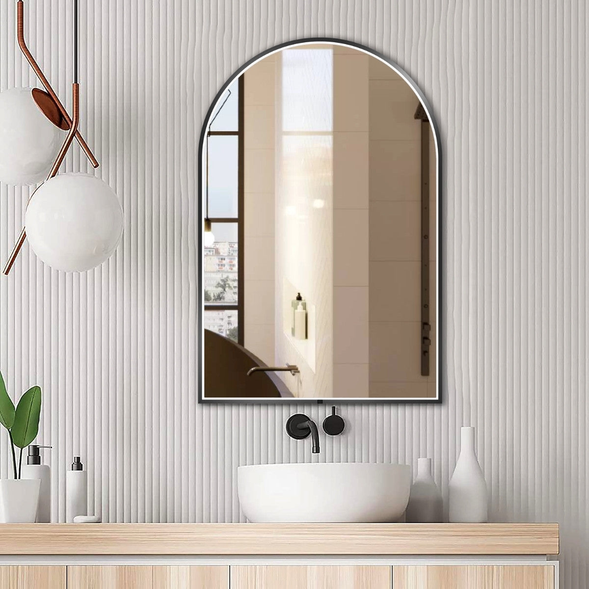 Arch LED Framed Mirror - Gun Metal -  600x900mm