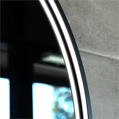 Arch LED Framed Mirror - Gun Metal -  600x900mm