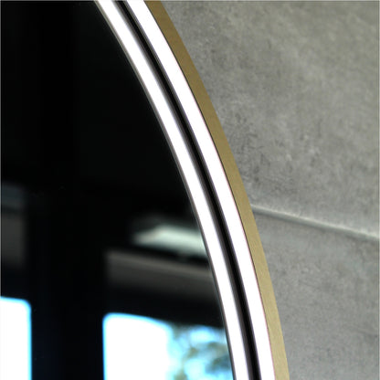 Arch LED Framed Mirror - Brushed Gold - 600x900mm