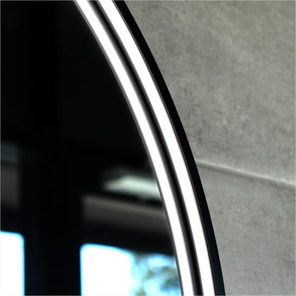 Arch LED Framed Mirror - Matt Black -  600x900mm