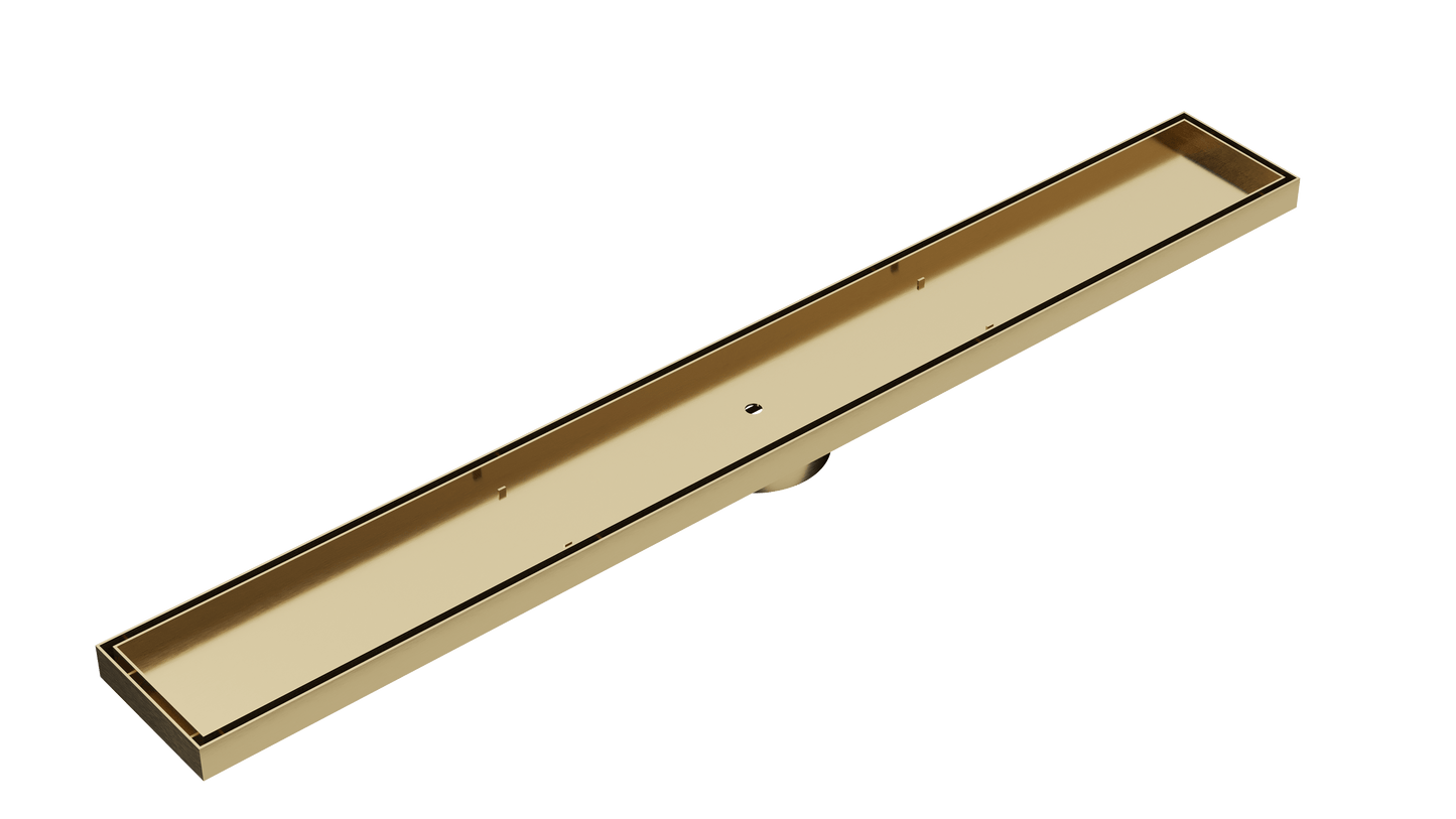 Ezyflow 800mm Tile Insert Linear Waste DN89 - Brushed Brass