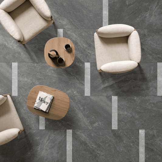 QUARTZITE SERIES - CHARCOAL GRANULATED Finish - 600X1200 | 1.44 SQM / 2 PCS PER BOX