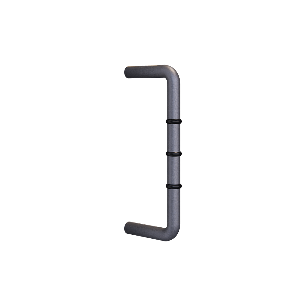 “D” Handle with Clear Rubber Stoppers – 128mm C to C - Graphite