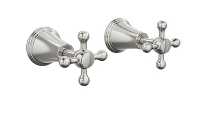 Vintage Cross Handle Wall Top Assemblies - Brushed Nickel
