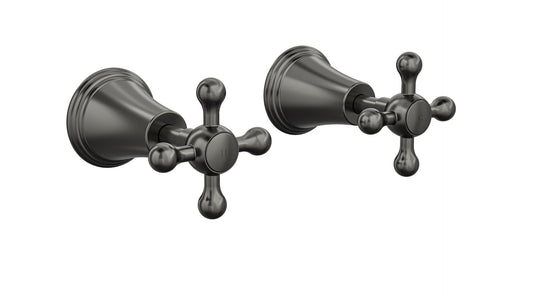 Vintage Cross Handle Wall Top Assemblies - Gunmetal