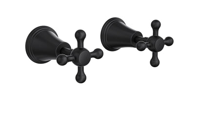 Vintage Cross Handle Wall Top Assemblies - Matte Black