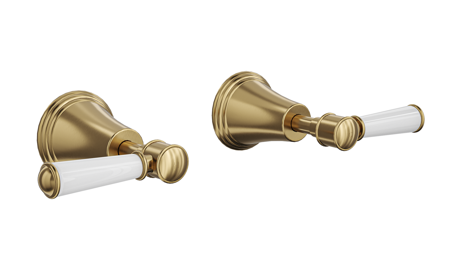 Vintage Lever Handle Wall Top Assemblies - Brushed Brass
