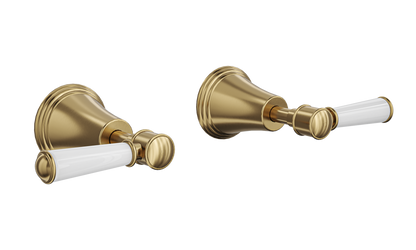 Vintage Lever Handle Wall Top Assemblies - Brushed Brass