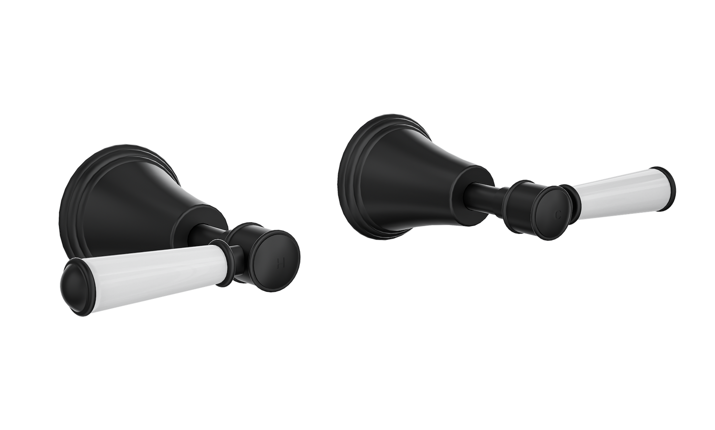 Vintage Lever Handle Wall Top Assemblies - Matte Black