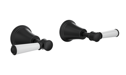 Vintage Lever Handle Wall Top Assemblies - Matte Black