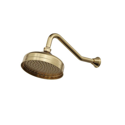 Vintage Wall Shower Arm with 210mm Head - Brushed Brass