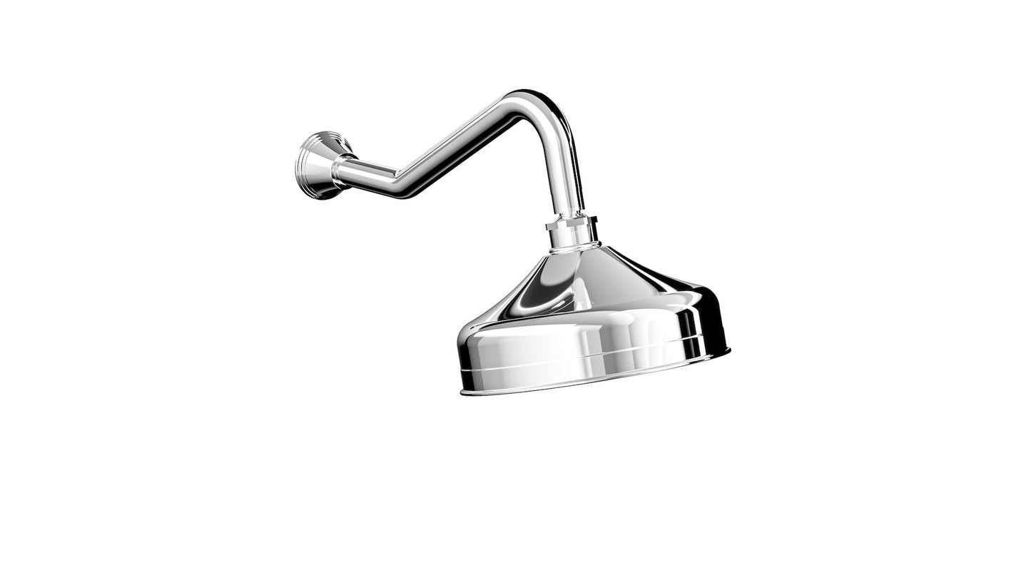 Vintage Wall Shower Arm with 210mm Head - Chrome