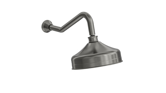 Vintage Wall Shower Arm with 210mm Head - Gunmetal